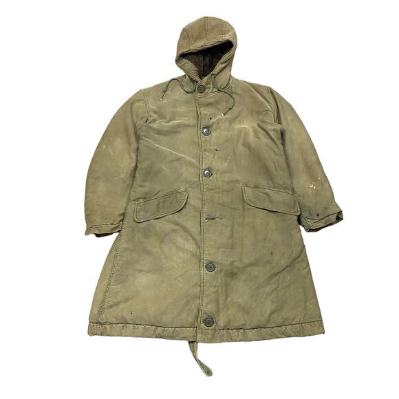 True Vintage WWII Military Talon Zipper Fur Lined Hooded Parka Men's XL